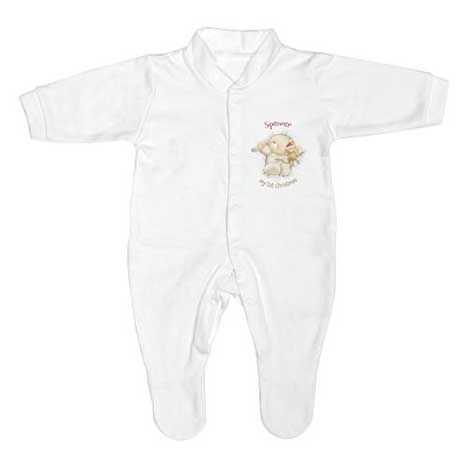 Personalised Forever Friends My First Christmas Sleep suit 